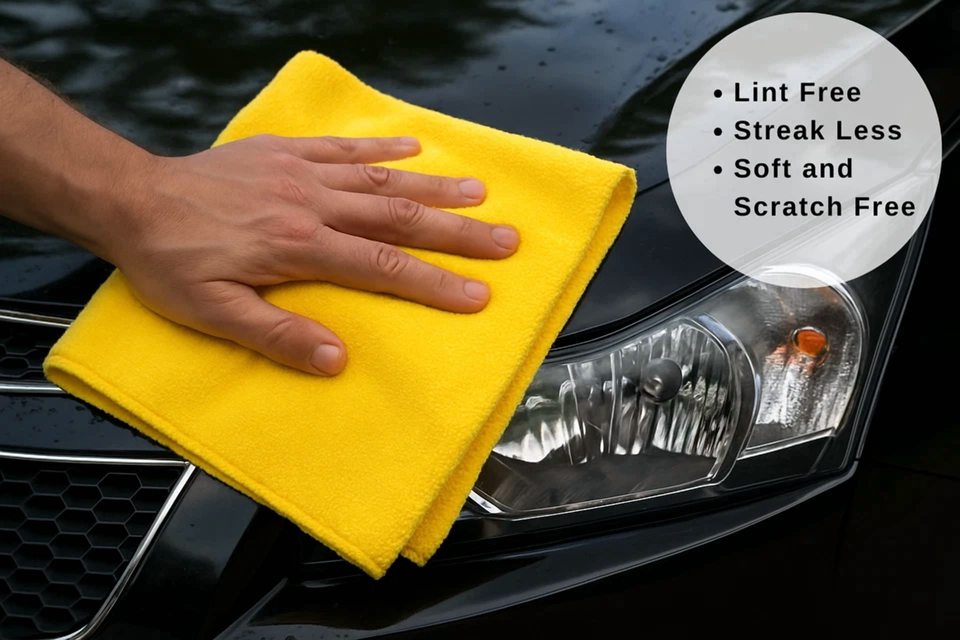 BUTTERFLY- Microfiber Towel Cleaning Cloth Yellow Auto Polishing Detailing 16"X16" (6 Pack)