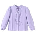 thumbnail image 4 of Ruyang Girls Puff Sleeve Blouse Plain Dress Shirt Teens Fashion Lace-up Shirts Solid Baggy Aesthetic School Formal Tops, 4 of 6