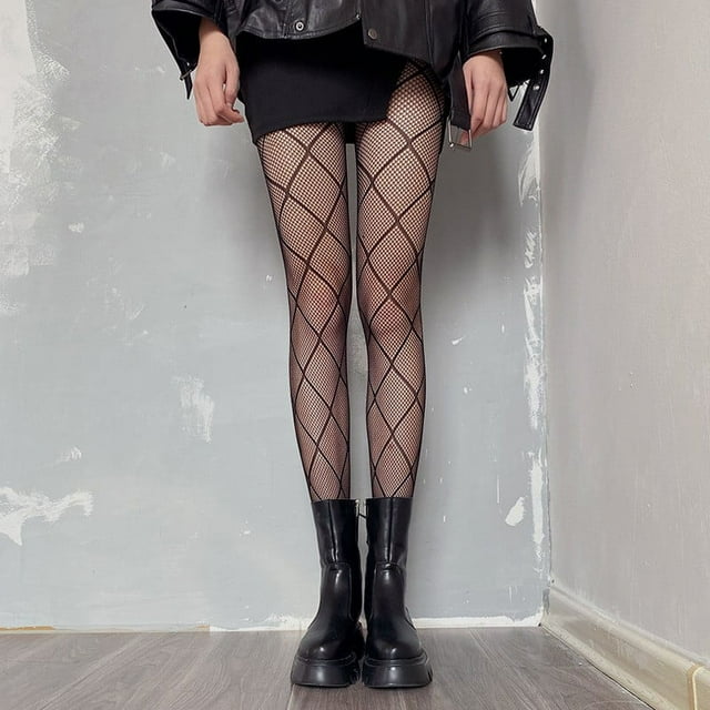 Catégorie de Produit Collants - Collants Transparents en Maille à Motifs pour Femmes, Taille Haute avec Pieds