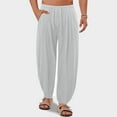 thumbnail image 2 of FINALGANG Mens Solid Color Casual Elastic Waist Beach Pants Loose Fit Comfortable Lightweight Sweatpants With Side Pocket For Daily Wear Gray XXXL, 2 of 5
