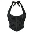 thumbnail image 3 of Elainilye Fashion Corset Tops for Women Sexy Lace-up Floral Print Fishbone Court Vintage Corset Straps Tank Shapewear,Black, 3 of 8