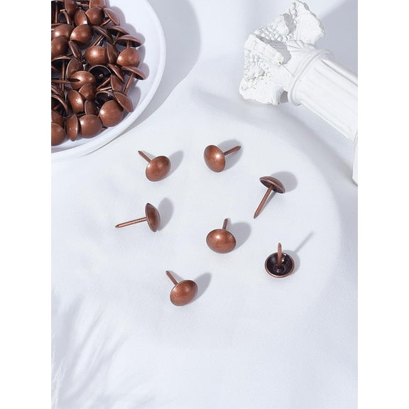 60Pcs Red Copper Iron Round Head Nails Sofa Foam Nails Iron Vintage Round Head Thumb Tacks Push Pin Studs for Furniture Sofa Door Cork Board DIY Projects Home Decoration 17x11mm Red 1Set