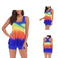 thumbnail image 3 of Traje De Baño De 2 Piezas Traje de baño de 2 piezas para mujer, sin espalda, camiseta sin mangas de verano, minipantalón, traje de playa informal Kuymtek Xl Azul para Mujer, 3 of 7
