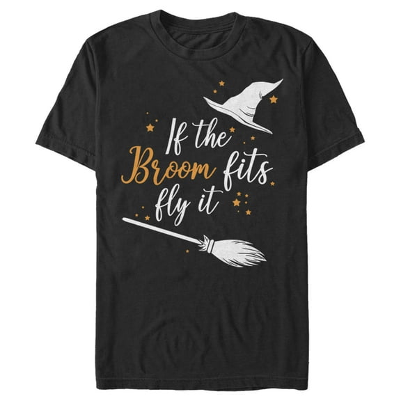 Men's Lost Gods Halloween If the Broom Fits Fly It Graphic Tee Black Large