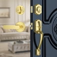 thumbnail image 3 of Front Door Lock Set, Brushed Gold Front Door Handle and Deadbolt Set, Vintage Exterior Door Lock Set, Door Handle Exterior Reversible for Right&Left Door, 3 of 7
