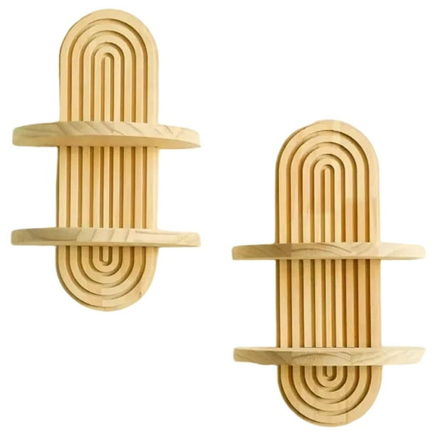 2 Estantes de Madera para Pared, Estilo Bohemio, Decoración para Sala de Estar y Baño.
