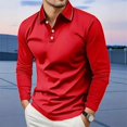 thumbnail image 5 of GrmtClth Men Polo Shirts Casual Long Sleeve Polo Shirts Lightweigt Button Golf Shirts Classic Tops Red XL, 5 of 5