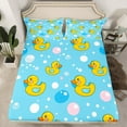 thumbnail image 2 of jejeloiu Lovely Duck Twin Sheet Sets,Cute Balloon Twin Fitted Sheet,Yellow Blue Flat Sheet For Kids Teens,Super Cozy Room Decor,3-Piece, 2 of 7