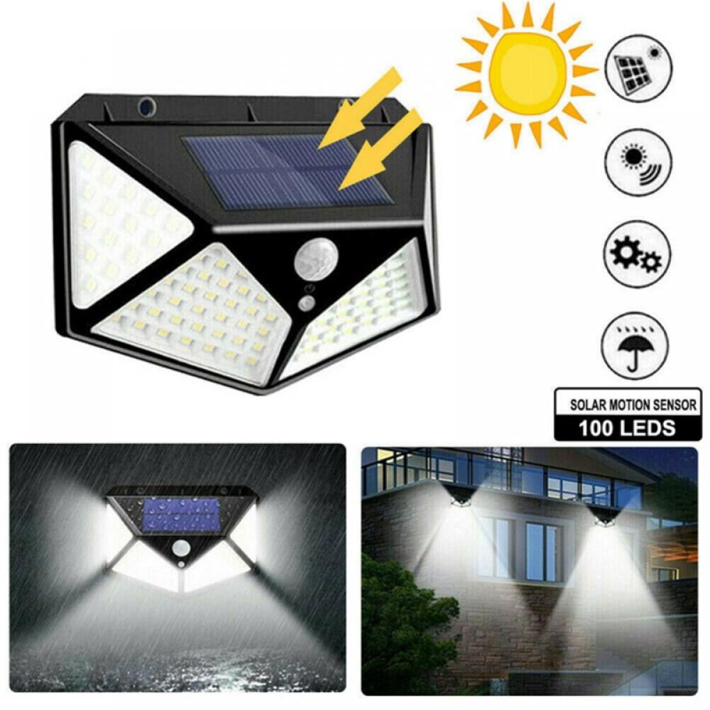 4 Sets 100LED High-end Chip Solar Human Induction Wall Lamps Garden Door Light 
