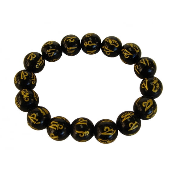 Black Obsidian Bracelet with Mantra