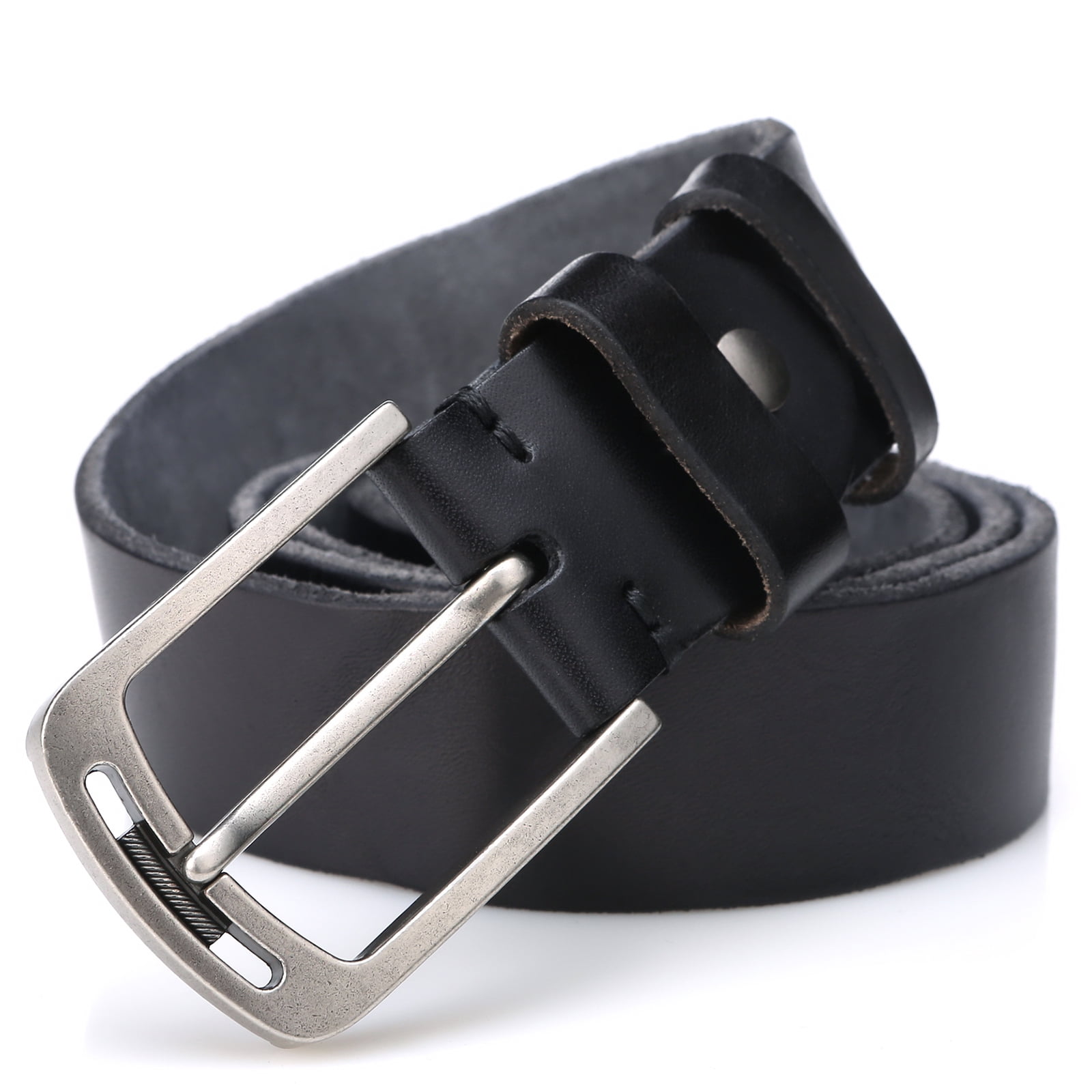 mens soft cow Genuine leather belt for men with black color Grid  pattern,1.5'' wide 51.2 inch length (black) at  Men's Clothing store