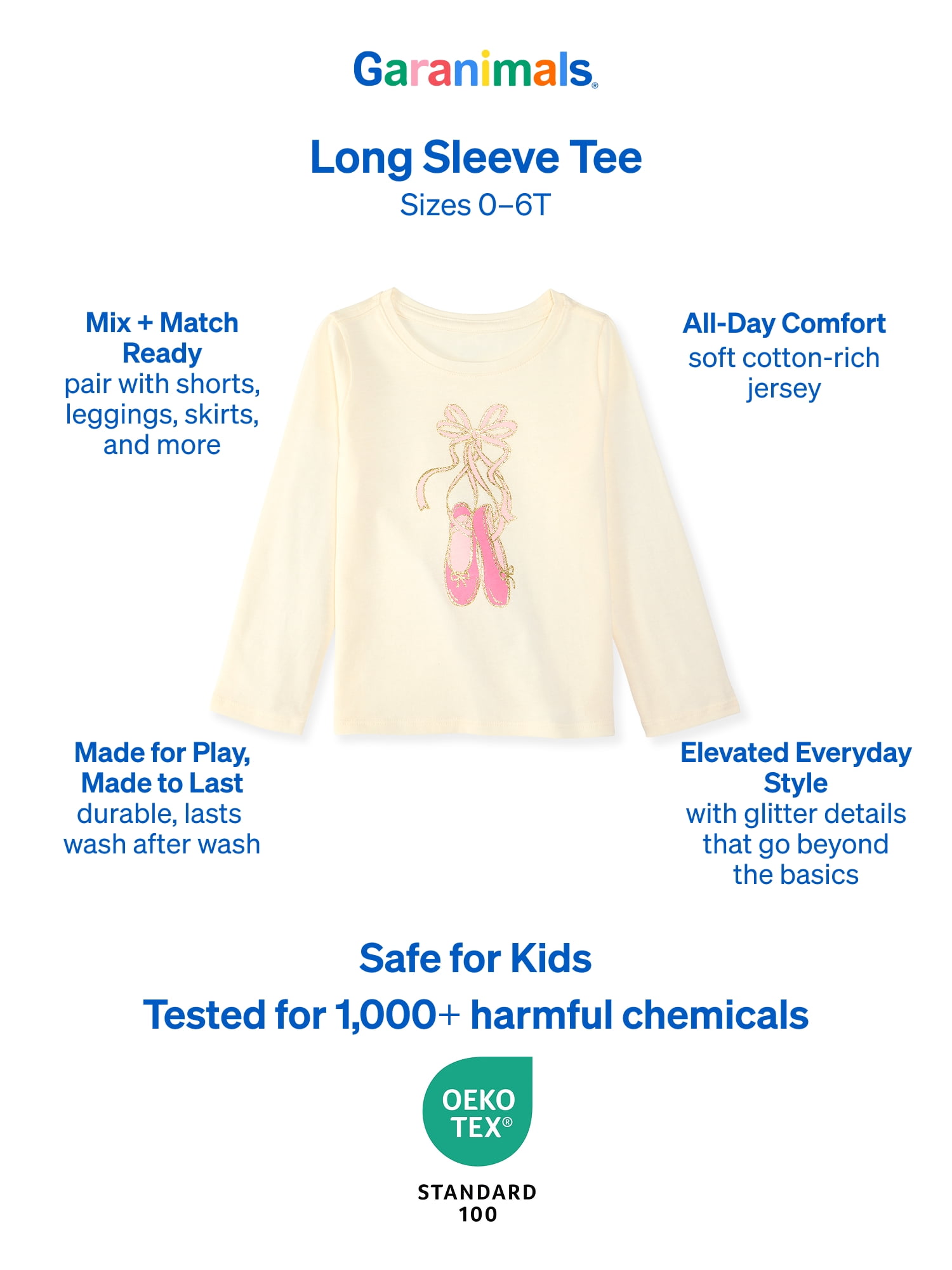 Garanimals Baby & Toddler Girl Long Sleeve Shirts, Single & 3-Pack, Sizes 0-6T