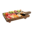 thumbnail image 3 of Woodard & Charles Acacia Wood 16" Raised Footed Rectangular Board Serving Tray with Handle, for Serving Charcuterie, Appetizers, Sushi, Bread, Meat, Fruit, and More, 3 of 8