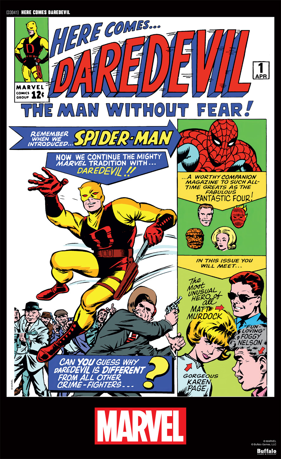 Buffalo Games Marvel - Here Comes Daredevil 500-Piece Interlocking Jigsaw Puzzle for Adults Ages 14-99 Years