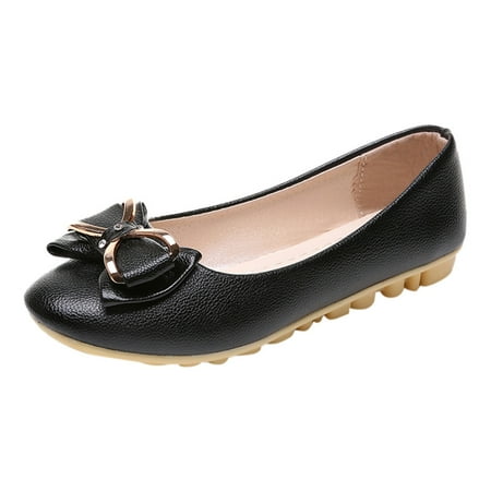 

EQWLJWE Women s Fashion Casual Round Toe Butterfly-Knot Shallow Slip On Flat Work Shoes Women s Flat Shoes Holiday Clearance