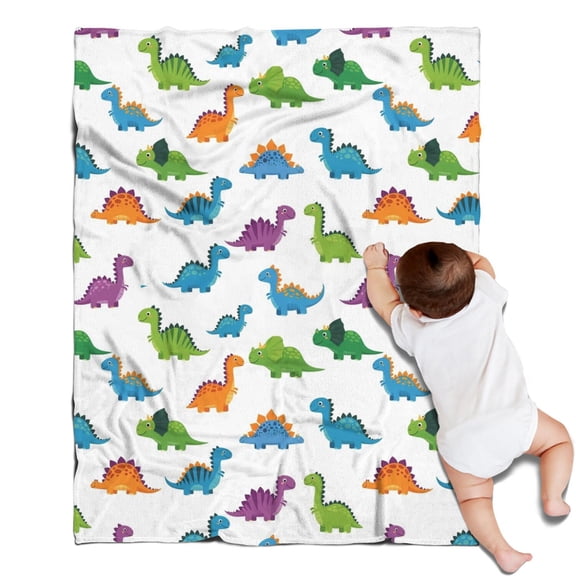 White Dinosaurs Pattern Blanket,Comfortable Soft Lamb Wool Throw Blanket,All Season,Warm Lightweight Blankets for Sofa Bed Couch Living Room Chair,30"x40"