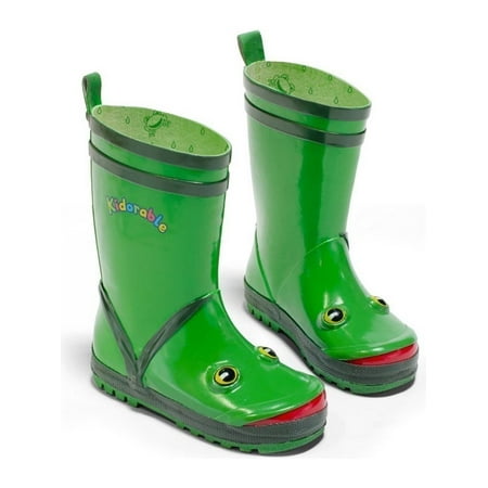 Kidorable Boys Green Frog Eyes Design Rubber Lined Rain Boots 11-2 Kids