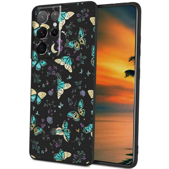 Butterflies-Witchy-Goth-Cottagecore-Forest-6 Phone Case, Degined for Samsung Galaxy S22 Ultra Case Men Women, Flexible Silicone Shockproof Case for Samsung Galaxy S22 Ultra