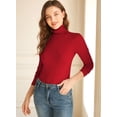 thumbnail image 3 of XINQIHANG Women Turtleneck Tops Long Sleeve Fine-Ribbed Lightweight Stretch Base Layer Shirts, 3 of 4
