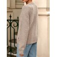 thumbnail image 4 of Suéter PRETTYGARDEN con botones, liviano, cuello redondo, color caqui, talla S, 4 of 8