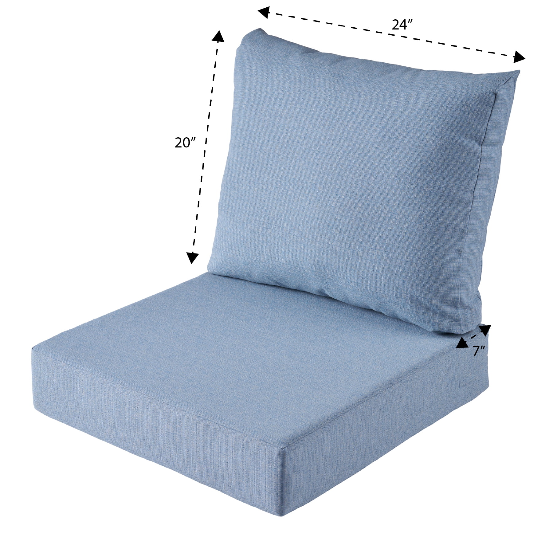 Better Homes & Gardens 24"x 24" Outdoor Deep Seat Cushion, 2-Piece, Light Blue