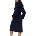 thumbnail image 6 of uublik Bathrobe Women Flannel Robes Casual 2Pcs Long Sleeves Robes Pants Winter Woman Bathrobe Nightwear Navy, 6 of 6