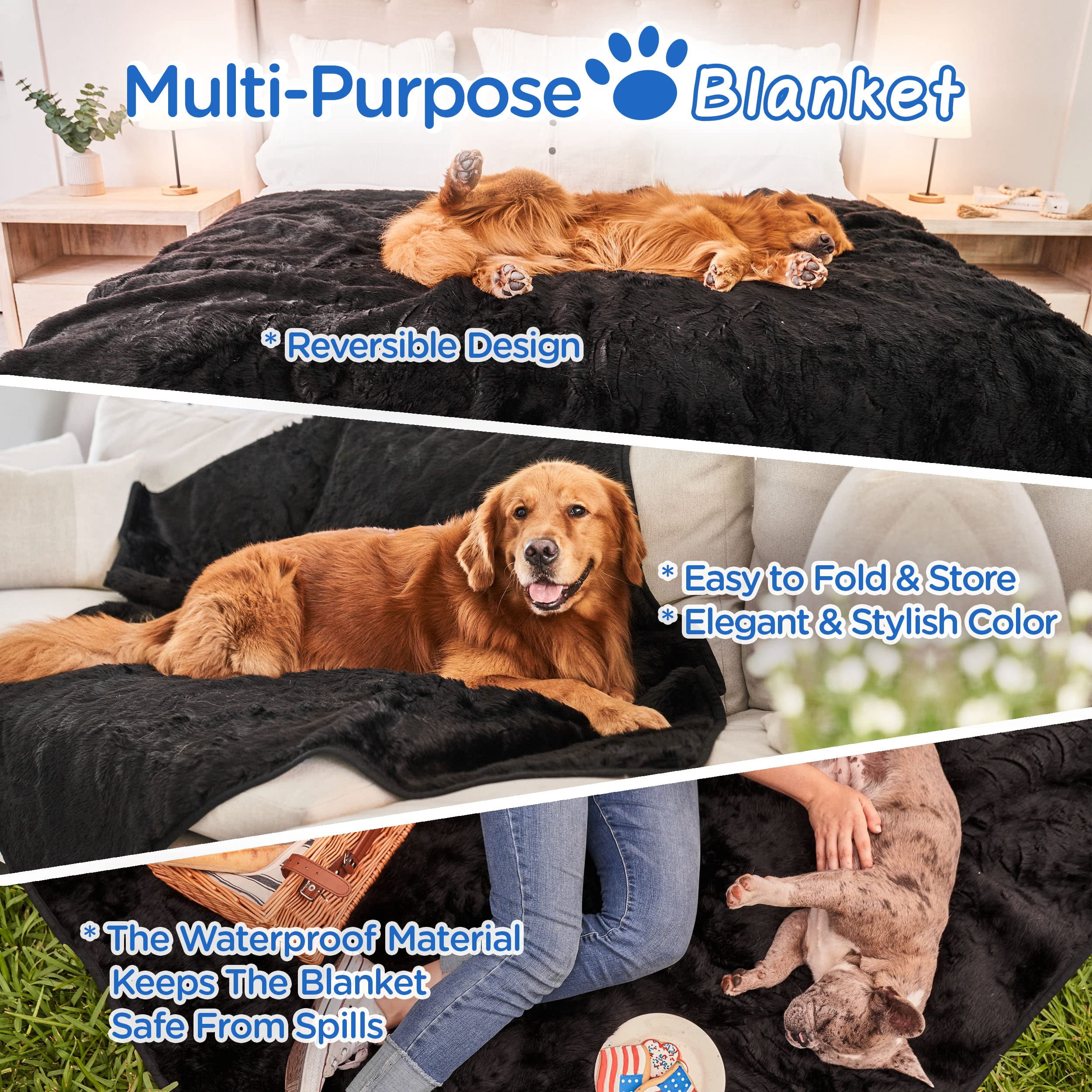 Paw Brands Dog Blanket Waterproof Cool Comfort Throw Blanket for Pets 60 x 50 inch