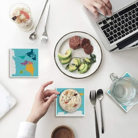 

ZHANZZK World Map Set of 6 Coaster for Drinks Absorbent Ceramic Stone Coasters Cup Mat with Cork Base for Home Kitchen Room Coffee Table Bar Decor