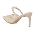 thumbnail image 3 of XYD Women Elegant Pearl Stiletto Heels Mules Mesh Pointed Closed Toe Sandals Slip On Backless Wedding Shoes Size 6.5 Ivory, 3 of 4