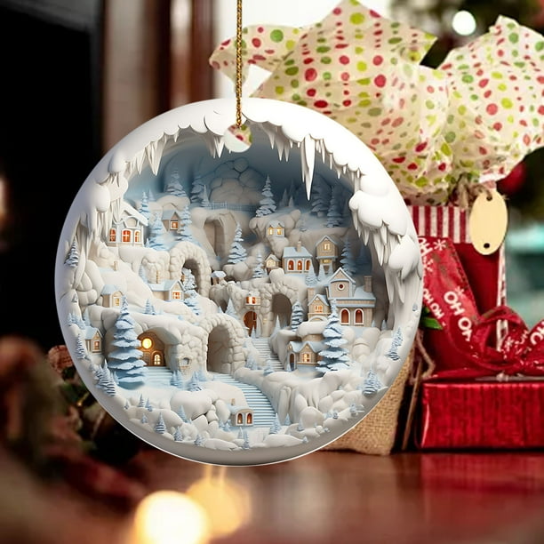Descuento Extra en Tu Compra, Adornos navideños redondos de acrílico con forma de reno para colgar en la pared Akmoler