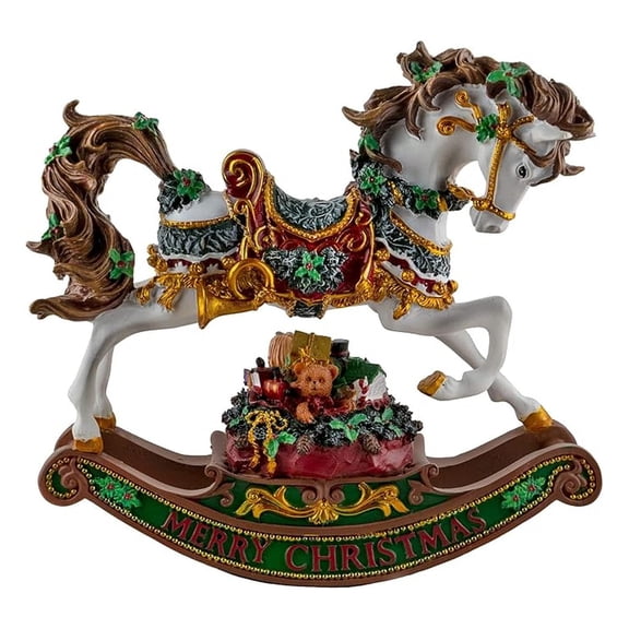 Merry Christmas Rocking Horse Musical Figurine