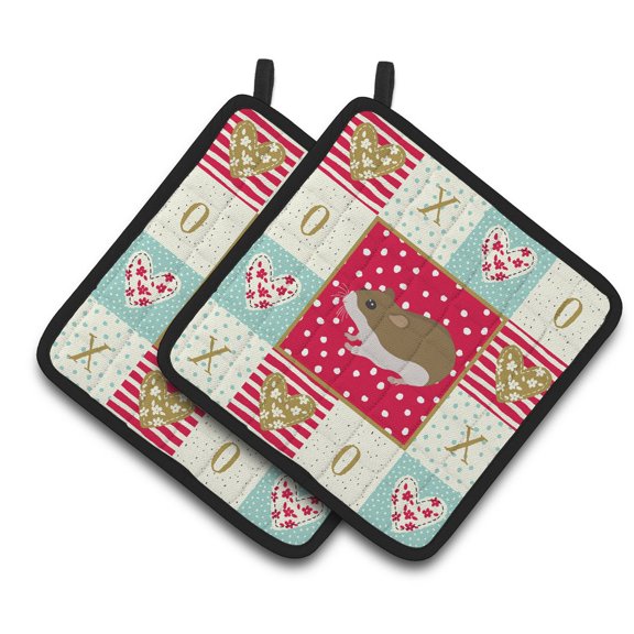 Carolines Treasures CK5438PTHD Chinese Hamster Love Pair of Pot Holders, Red, 7.5HX7.5W, multicolor