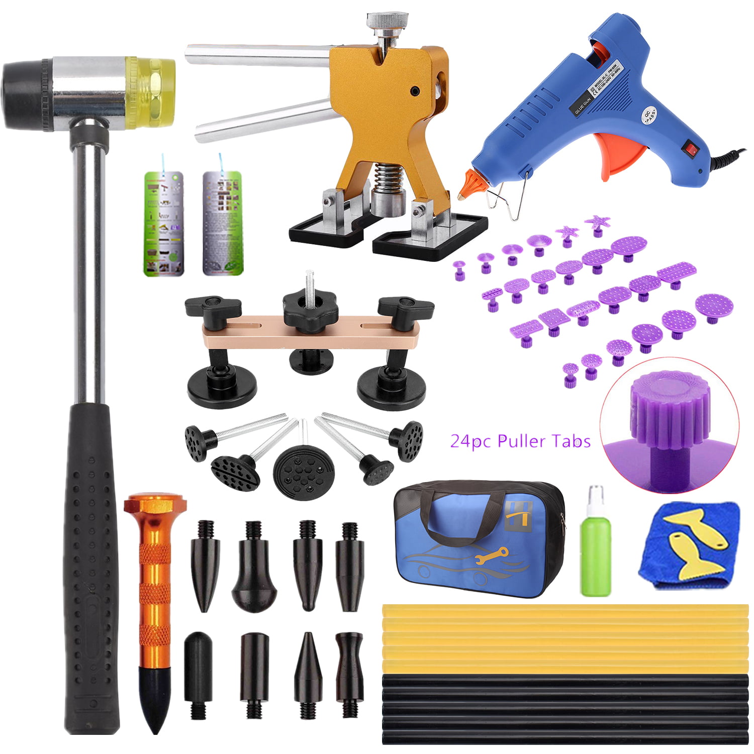 Dent Puller Kits Pops a Car Dent Removal Kit Slide Hammer & Glue Gun for Auto 