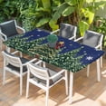 thumbnail image 2 of Navy Blue Christmas Table Cloths for 4 Foot Rectangle Tables, Green Xmas Tree Snowflake Winter Patio Waterproof Elastic Fitted Tablecloths, Washable Rectangular Table Cover for Camping, 2 of 8