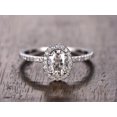 thumbnail image 2 of Oval Cut 1.25 Ct Halo Moissanite Diamond ngagement Ring With 18K White Gold Plating, Promise Ring, Anniversary Ring, 2 of 6