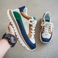 thumbnail image 6 of Men'S Stylish All-Season Sneakers - Round Toe Lace-Up Design, ， Breathable Faux Casual Shoes with PVC Sole,  Green & White Striped Outdoor Sneakers for Hiking, 6 of 9