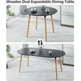 thumbnail image 3 of Extendable Round Dining Table, 39"-70.8" Black Farmhouse Kitchen Table with Leaf, Oval Dining Table for 4-8 People, Sturdy Mid-Century Modern Home Table, 3 of 9