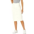 thumbnail image 4 of INSPIRE CHIC Women's Denim Skirt High Waist Raw Hem Knee Length Wrap Jean Skirts M Cream White, 4 of 6