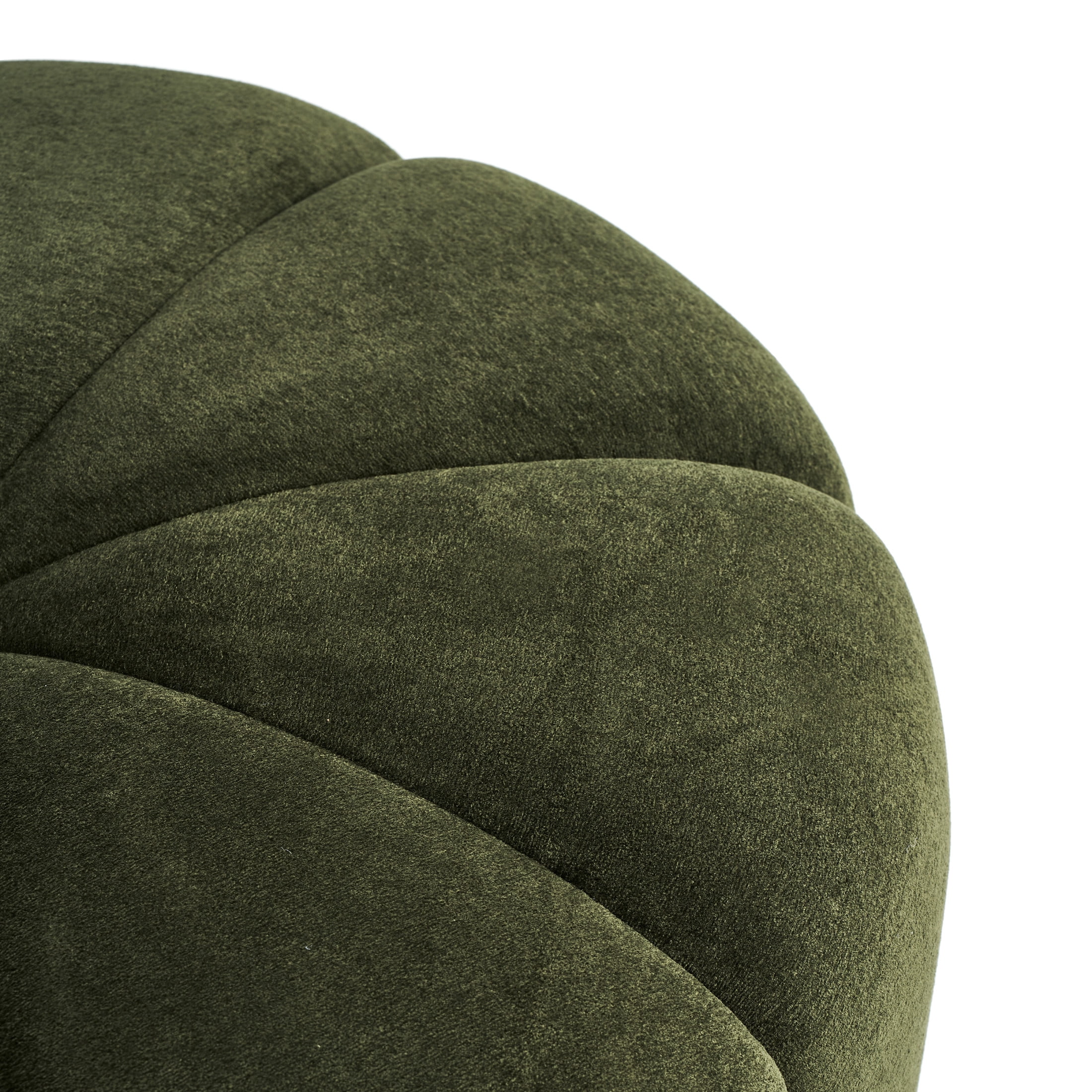 Christopher Knight Home Modern Round Velvet Pumpkin Ottoman, Plush Upholstered Footstool, Olive Green