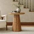thumbnail image 2 of 19" Solid Wood Small End Table Set of 2, Farmhouse Round Pedestal Side Table, 2 of 7