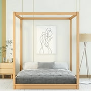 Harper & Bright Designs Wood Queen Size Canopy Platform Bed Frame with Support Legs, Natural