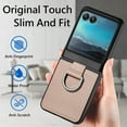 thumbnail image 2 of ELEHOLD for Motorola Razr 40 Ultra Leather Case Cover, with Metal Finger Ring Holder Slim Lightweight Shockproof Non-Slip Case for Motorola Razr 40 Ultra,Khaki, 2 of 7