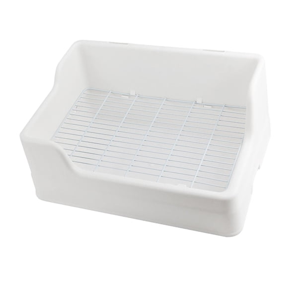 Bandeja de esquina para inodoro de limpieza para interiores, fácil de limpiar para cachorros de conejo y hurón. Blanco
