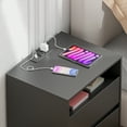 thumbnail image 3 of CHITOOMA 2-Drawer Nightstand with Charging Station, Wood Bedside Table with Open Shelf, Small End Table for Bedroom Living Room, Black, 3 of 8