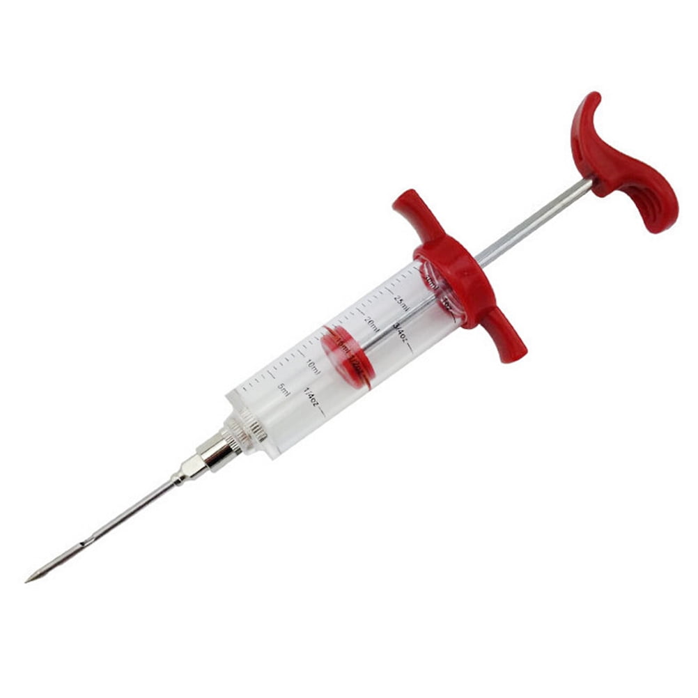 1pc Clear Meat Injector, Red Plastic Multifunction Flavoring