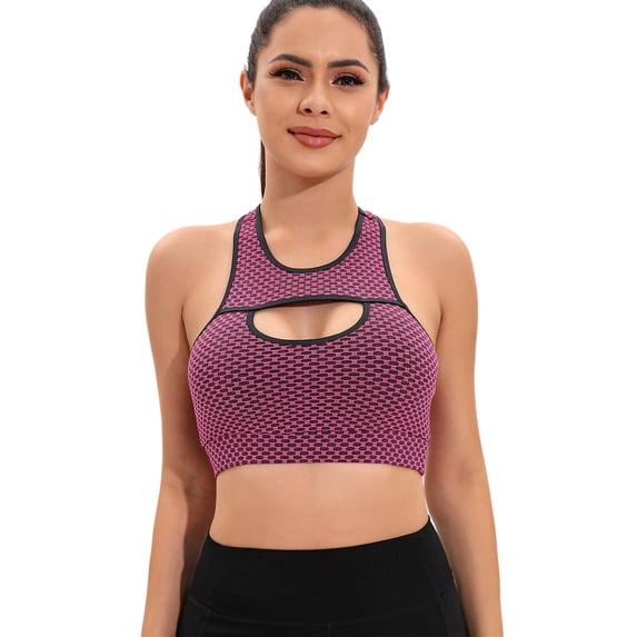 LELINTA Sports Bra for Women Sexy Cutout Crop Workout Top with Removable Padded Cups Training Yoga Active Bra