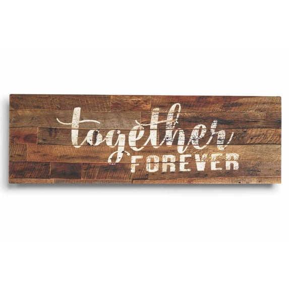 Inkdotpot Stretched Canvas Quotes Wall Art Decor, Together Forever Wall Decor- 6 x 17 Rustic Wall Art Sign- Farmhouse Decor Faux Plaque Sign