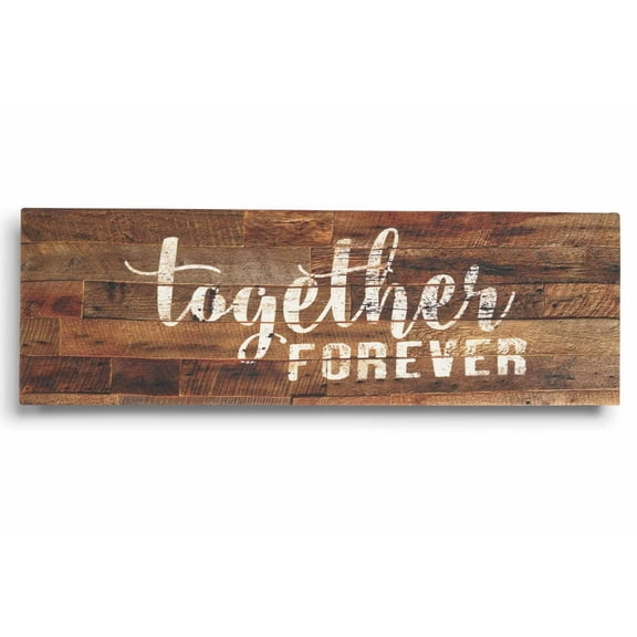 Inkdotpot Stretched Canvas Quotes Wall Art Decor, Together Forever Wall Decor- 6 x 17 Rustic Wall Art Sign- Farmhouse Decor Faux Plaque Sign