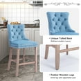 thumbnail image 4 of DONICK Velvet Counter Height Bar Stools Set of 2,Button Tufted Back Bar Chair Nailhead Back Pull Tab Wooden Leg(Light Blue), 4 of 10