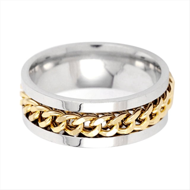 Anillos de Cadena Giratorios Antiestrés Geniales para Hombres, Anillo Relajante Antiansiedad de Acero Inoxidable, Fidget Spinner B-62,5 mm